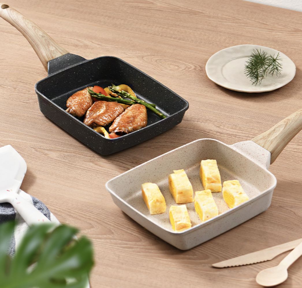 Cookware Kitchen Tools Cooking Non Stick Pot Frying Pan Aluminum Pot Thick Egg Steamed Wheat Rice Stone Square Japanese Tamagoyaki Burner Egg Roller