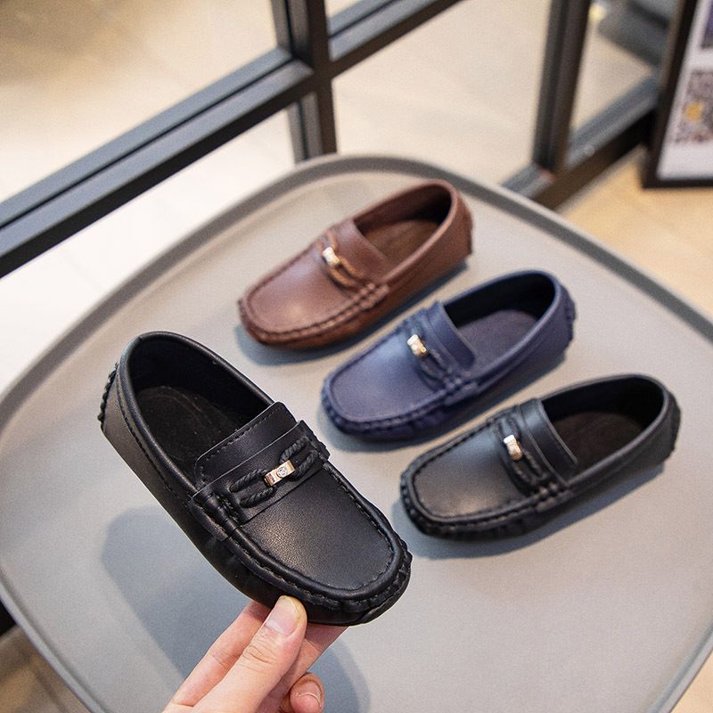 Loafer Kid Children's Loafers New Small Leather Shoes Fashion Shoes for Boys Girls Knitted Breathable Lightweight Loafers