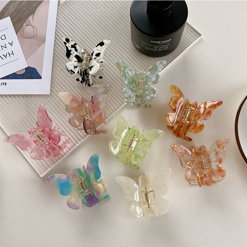 1294 1Pcs Acetate Butterfly Claw Banana Clip Barrettes Sweet Fairy Geometric Hair Clip Gradient Claws Hair Accessories