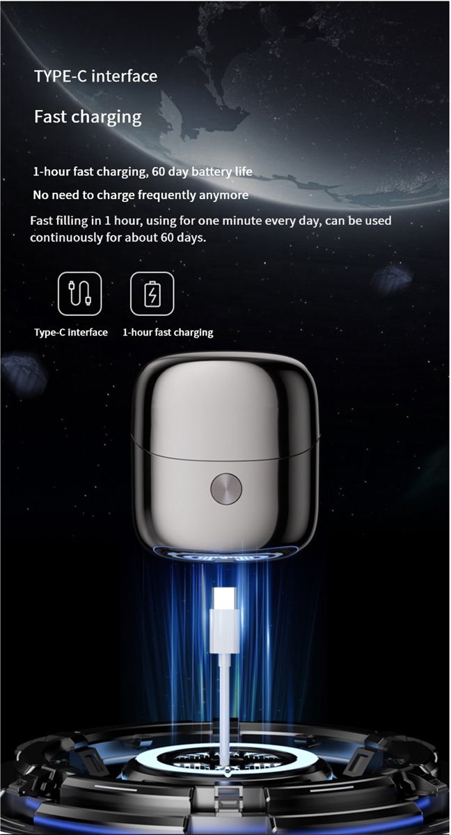 New mini electric shaver, fully washable with dual magnetic heads, suitable for home use and portable, men's facial hair trimmer