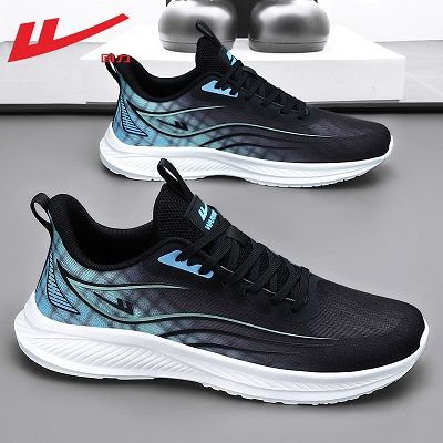 Men's Breathable Running Sneakers, Lightweight Comfortable Sports Shoes, Casual Lace-up Walking Shoes, Black/White, EU 39-44