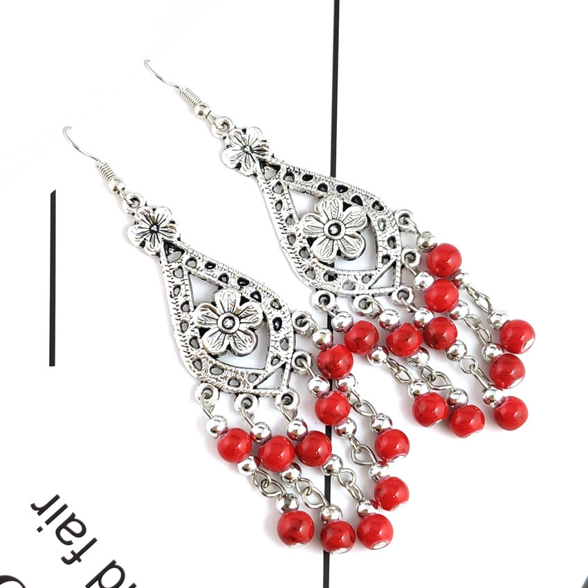 00185-20 Fashion Turquoise Stone Earrings Women Vintage Drop Earrings Jewelry