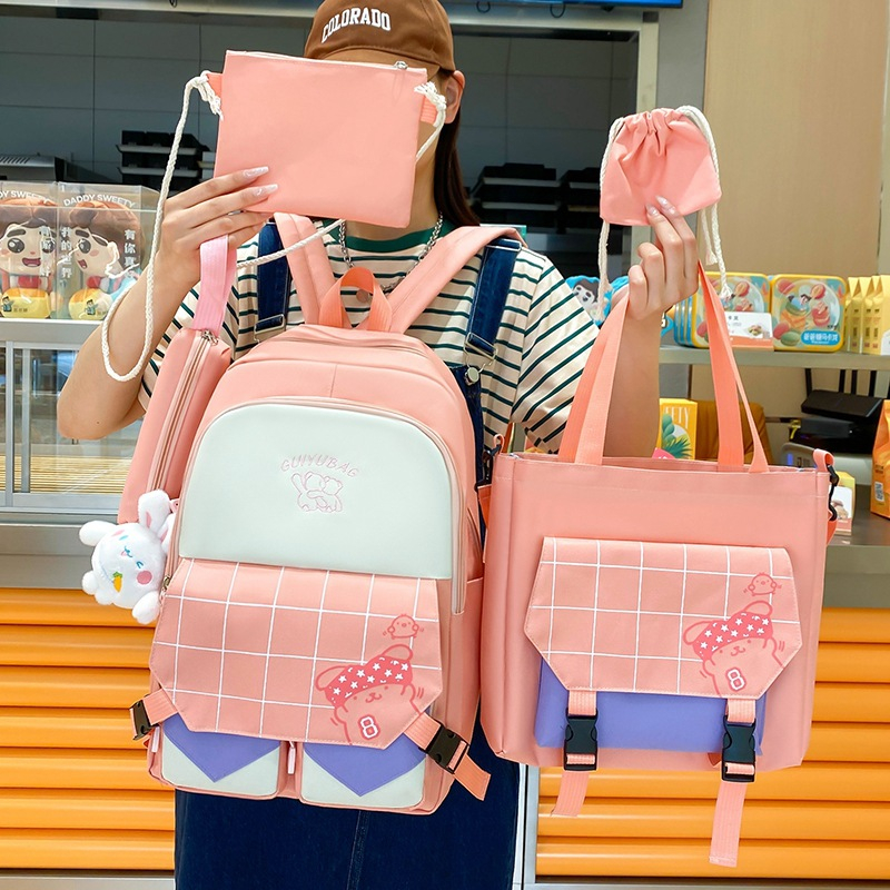 SG5034 5Pcs/Set Women School Backpacks Schoolbag Nylon Backpack For Teenagers Girls Student cute Backpacks for students