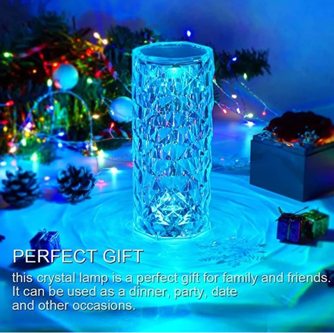 3/16 Colors Crystal Table Lamp Touch Remote Diamond Lamps Room Decor Atmosphere Bedside Night Light Desktop Projector Lights