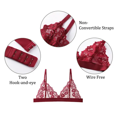 Buy Women Sexy Bra Set Lace Embroidery Ultra-Thin Transparent Underwear  Push Up Bra and Panty (32/70, Purplish Red) Online at desertcartINDIA