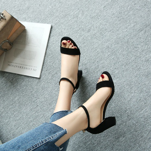 women's closed-toe heels suede sexy solid color high heeled girl sandals