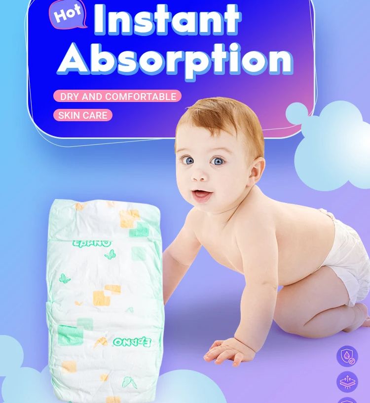 Orexi Unisex Super Absorbent Baby Diaper Disposable Cotton Printed Baby Diapers L-50pcs
