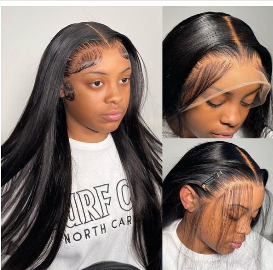 Natural Color straight 13*4 frontal lace wig Brazilian human hair wigs for women