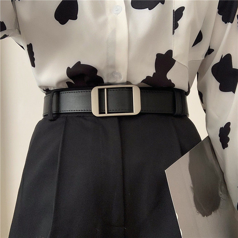 177 Women's Fashion Simple Non-Perforated Pants Belt Solid Color Jeans Belt