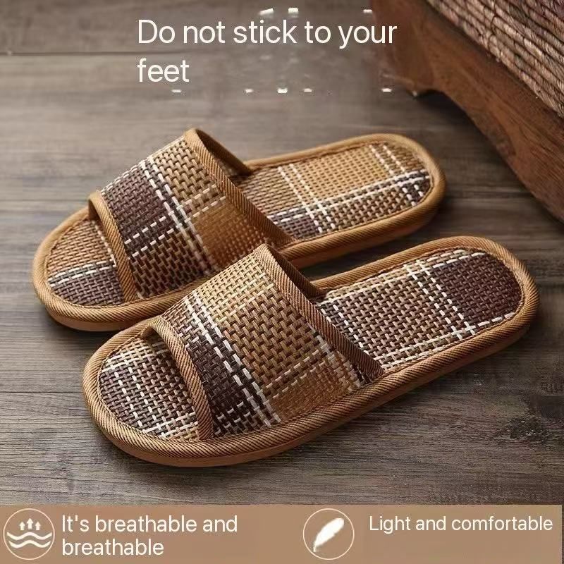 "Natural wicker! Non-sticky, breathable slippers to create a new home comfort experience."

