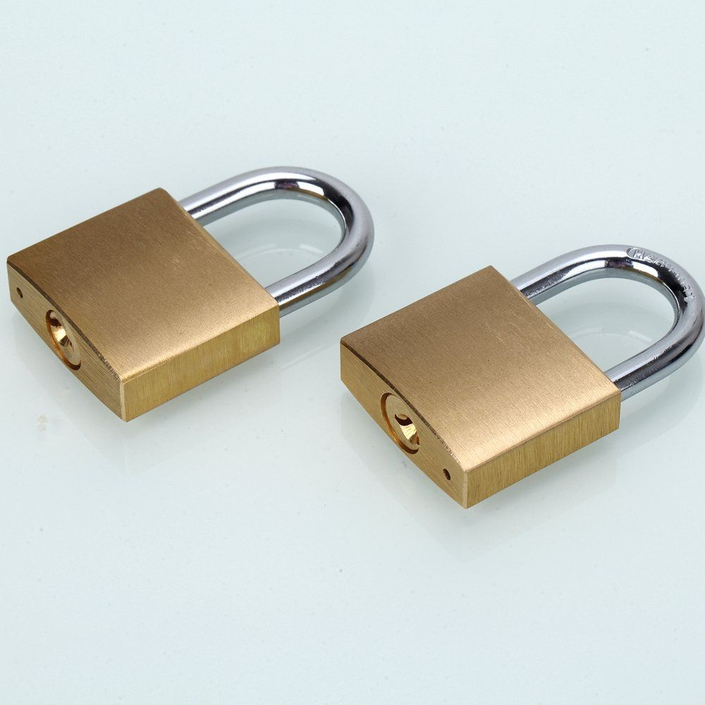 Solid Brass Padlock with Key Wide Lock Body, Small Keyed Padlock for Sheds, Storage Unit School Gym Locker, Fence, Toolbox, Hasp Storage