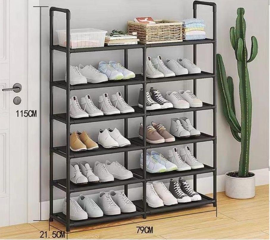 Shoe Rack, Free Standing Shoe Racks for Indoor & Outdoor 6 Layers - 2 Rows - Shoe Racks