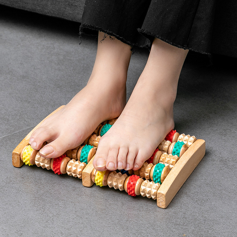 1697 1/5/6 Row Wooden Foot Roller Wood Care Massage Reflexology Relax Relief Massager Spa Gift Anti Cellulite Foot Massager Care Tool
