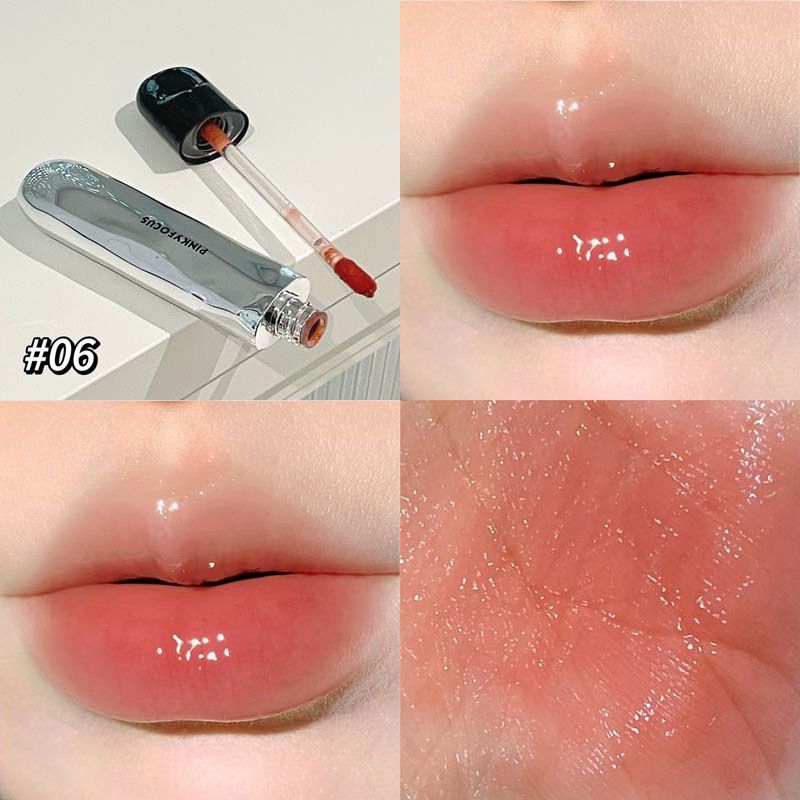 PinkyFocus Black Yaoyue Light Mirror Lip Glaze Korean Pure Want to Show Tender and Moisturizing Hydrating Glass Dudu Lip Lipstick