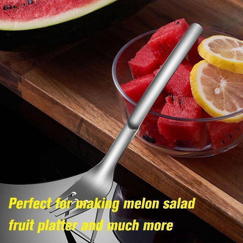 WELLHOME Creative Portable Multi-purpose 2-in-1 Watermelon Fork Slicer Watermelon Fruit Cutting Fork Pieces Tableware Fork Dropshipping