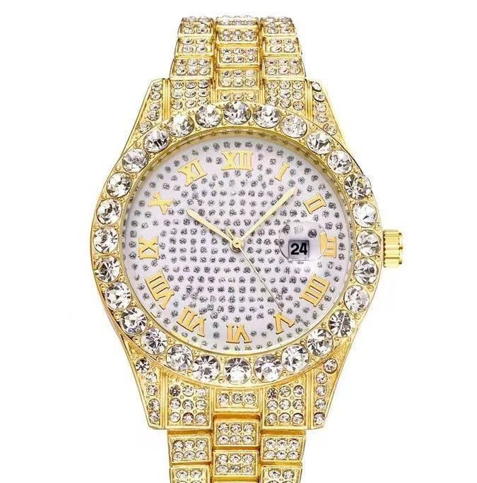 Large dial watch men's watch Roman scale steel strip men's watch Starry Sky business leisure calendar quartz watch