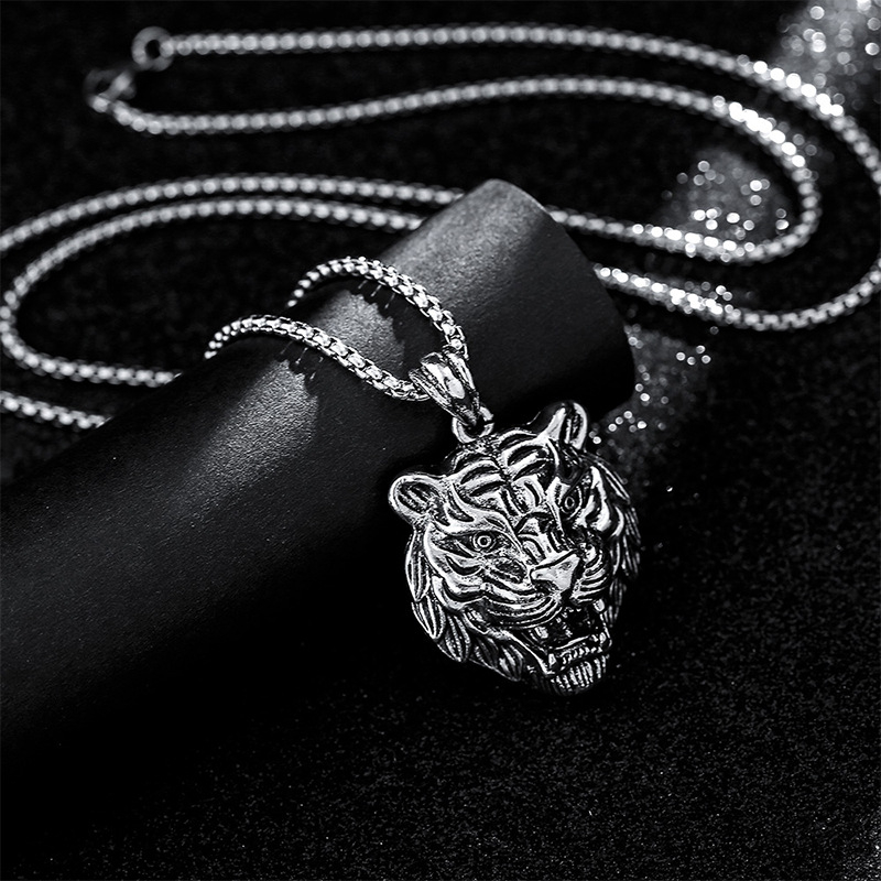 XL-0075 Animal Jewelry Animal Gift Men's Punk Tiger Pendant Hip Hop Tiger Necklace Animal Necklace