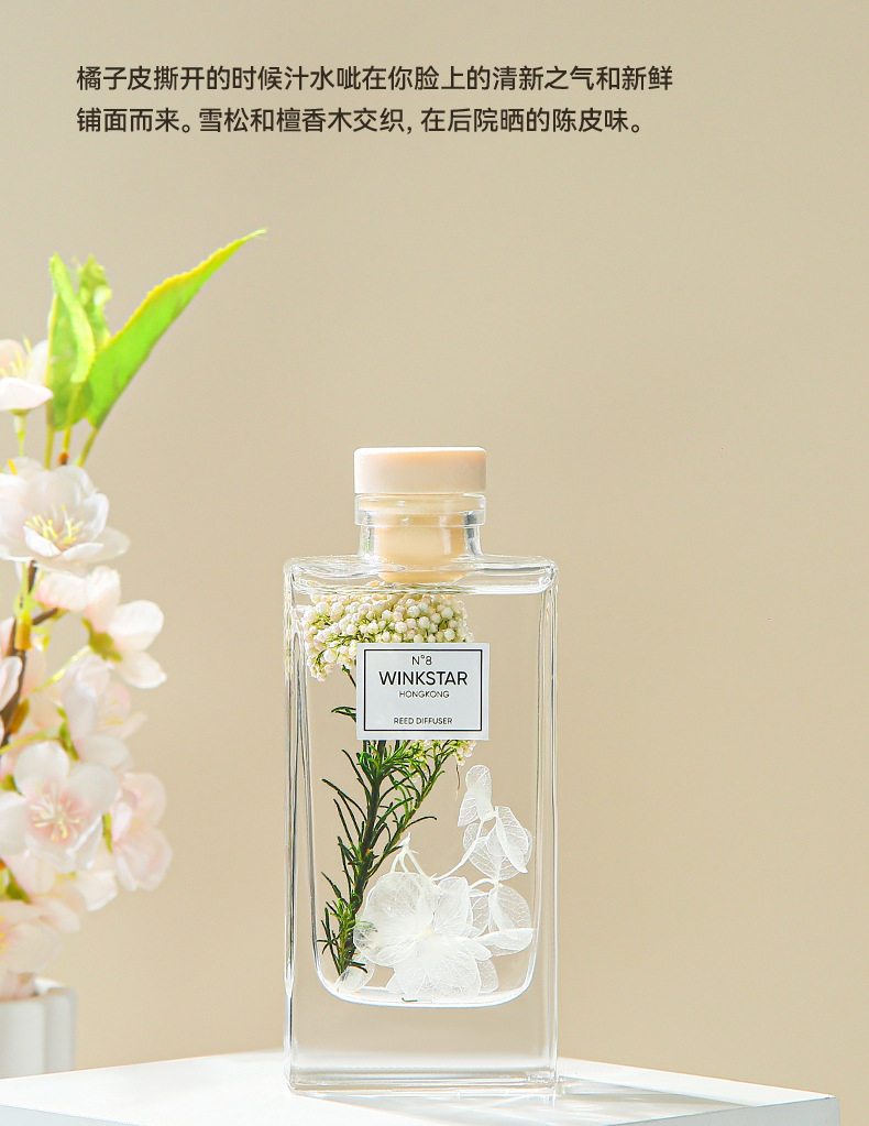 56235 150ML Empty Aromatherapy Bottles Home Fragrance Glass Bottles without Essential Oil and Rattan Sticks for Home Decor
