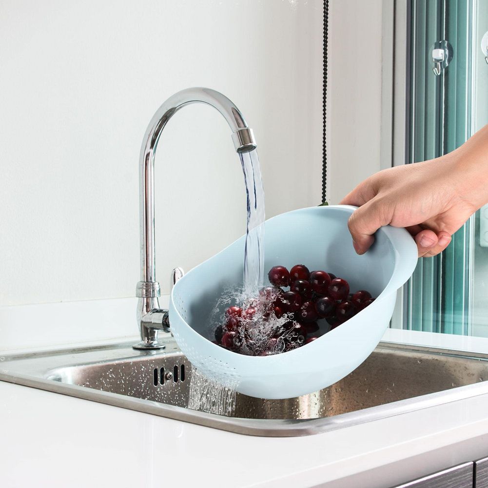 6602 Rice Wash Sieve, Rice Washer Strainers Colander Fruit Washing Bowl, Multipurpose Plastic Fruit Vegetables Drain Basket Kitchen Gadget