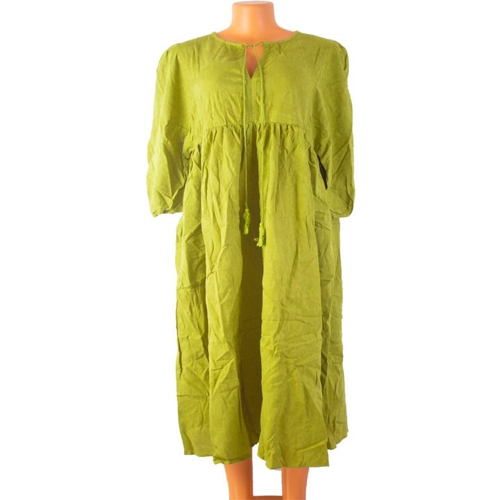 Custom V Neck Puff Sleeve Lady Elegant Dresses High-Quality Long Linen Dresses For Women
