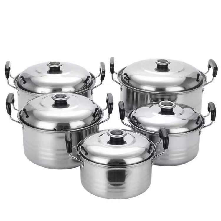 6Pcs Steamer Pots Cookware Set Stainless Steel Multi-Function Cooking Pot Large Stock Pot Kitchenware Inox Stock Casserole Set