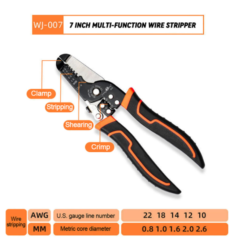 Tools power 175mm wire stripping pliers wire cutting pliers multi-function ring crimping pliers electrician stripping wire stripping pliers tool