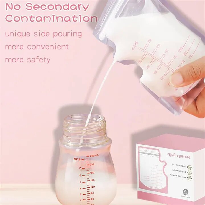 30Pcs Breastmilk Storage Bags for Breastfeeding Doubled Sealed Breast Milk Storing Bags BPA Free Self Standing Breastmilk Bags Baby Safe Feeding Bags