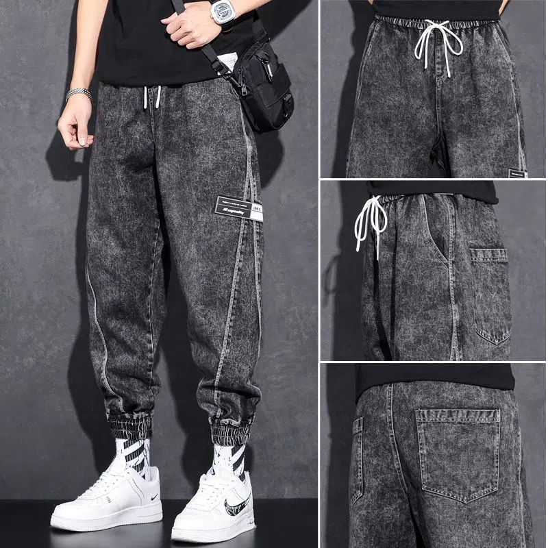 Cargo Jeans Men Streetwear Denim Jogger Pants Men Baggy Harem Jean Trousers Plus Size