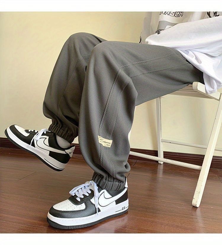 570 Men's Spring and Autumn Loose Waffle Plaid Pants Striped Casual Pants