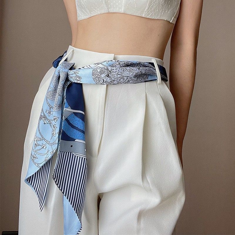 Women Multifunctional Long Streamer Scarf, Stylish Versatile Small Square Scarf, Fashion Neck Tie Hair Band Scarf, All-Match Casual Decorative Accessories for Daily Outfit