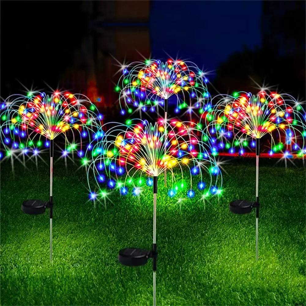 Solar Firework Light String, Outdoor Waterproof Ground Insert Dandelion Lamp, Christmas Decoration Lights, Solar Powered Garden Yard Patio Holiday Lights