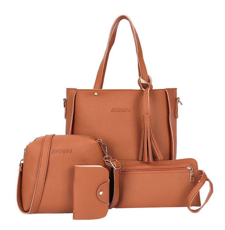 wr6-619 4Pcs/set Crossbody Bags Women Bag Set PU Leather Shoulder Bags Purse Ladies Handbags Female Messenger Bag Totes Bag
