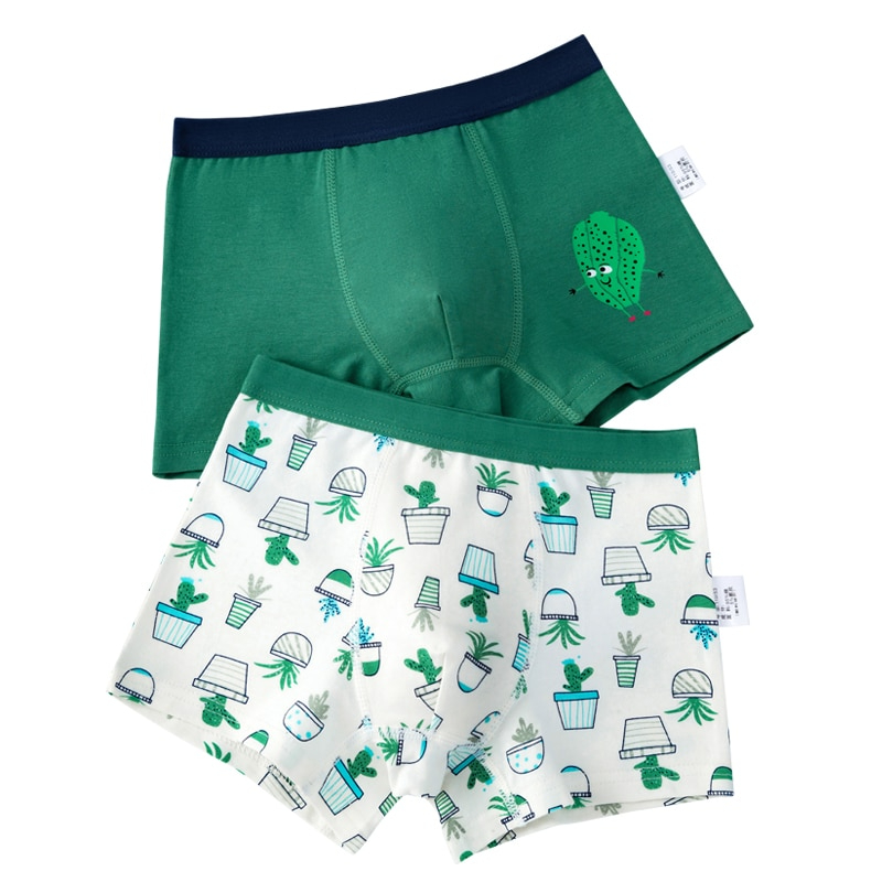 2PC Boys Boxer Underwear for Kids Striped Navy Blue Cotton Underpanties Bottoms Boys Clothes 110-170