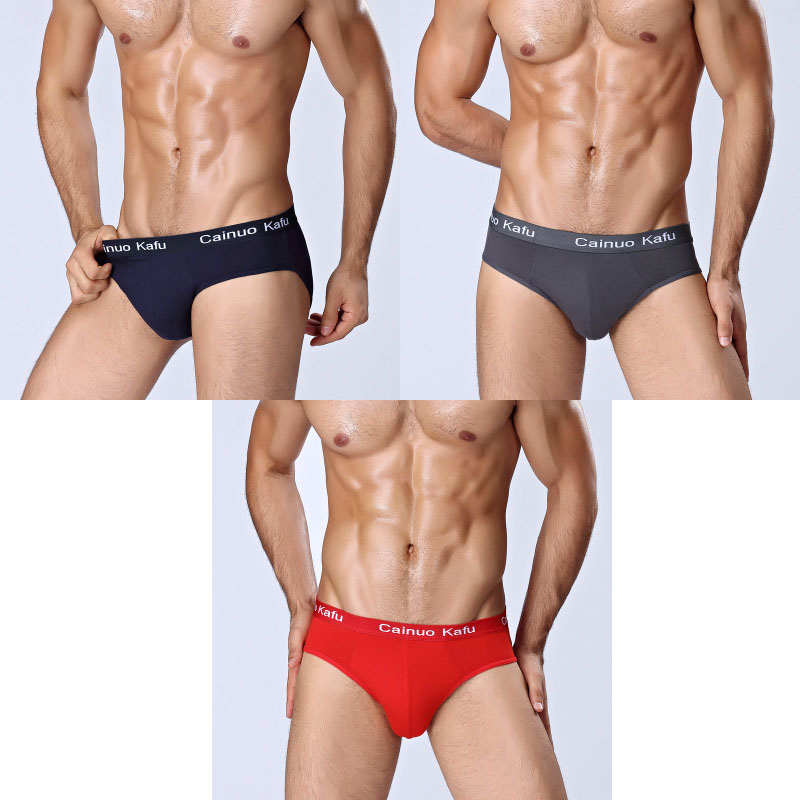 men's breathable underwear sexy comfort solid briefs high elasticity men's underwear 3cps set