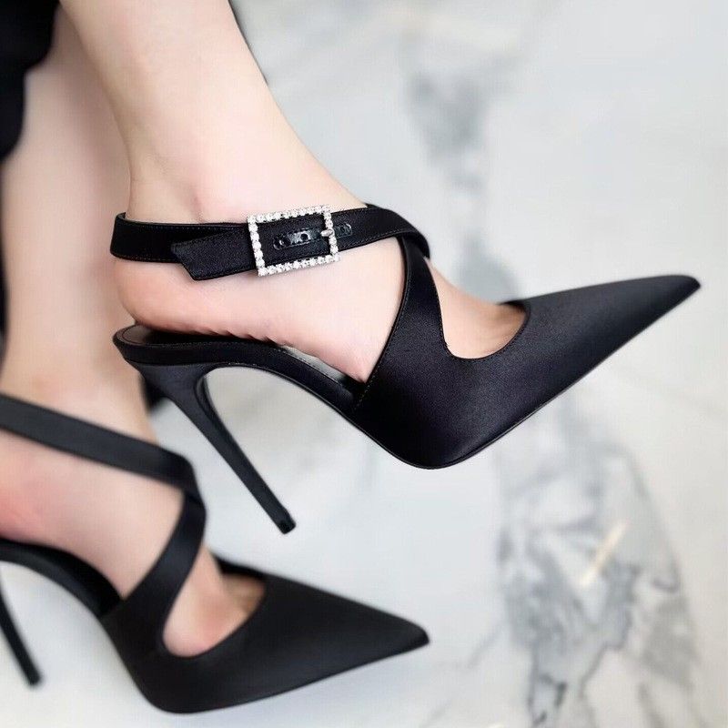 New high heels women 2024 spring cross buckle after empty single shoes 8CM pointed fashion sandals 299-1