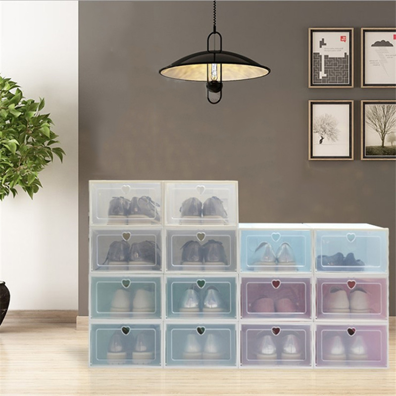RY030 3pcs Shoe Boxes Sets Clear Plastic Stackable Foldable Shoe Box Stackable Shoes Storage Box Display Box Flap Shoe Container