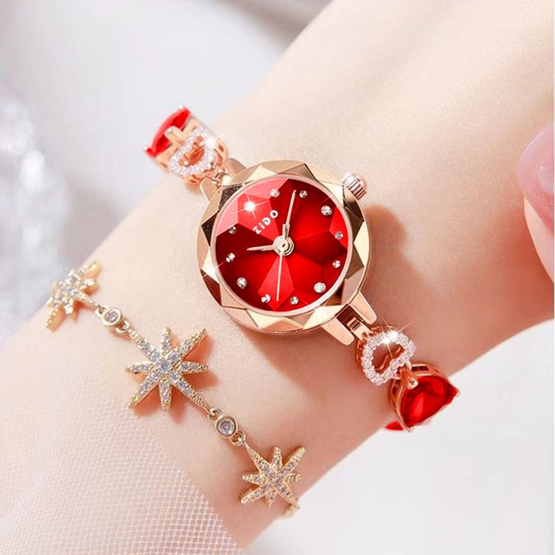 Women's Fashion Simple Round Waterproof Watch Crystal Inlaid Rhinestone Watch