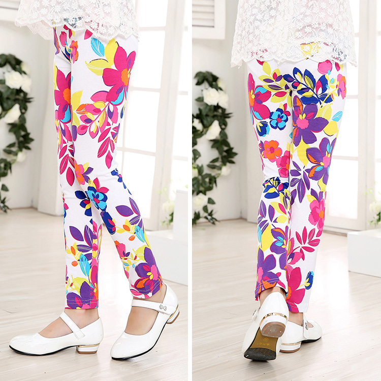Girls Leggings Printing Flower Legging Infantil Para Menina Toddler Classic Leggings 2-14y Baby Girl Pencil Pants Kids Trousers
