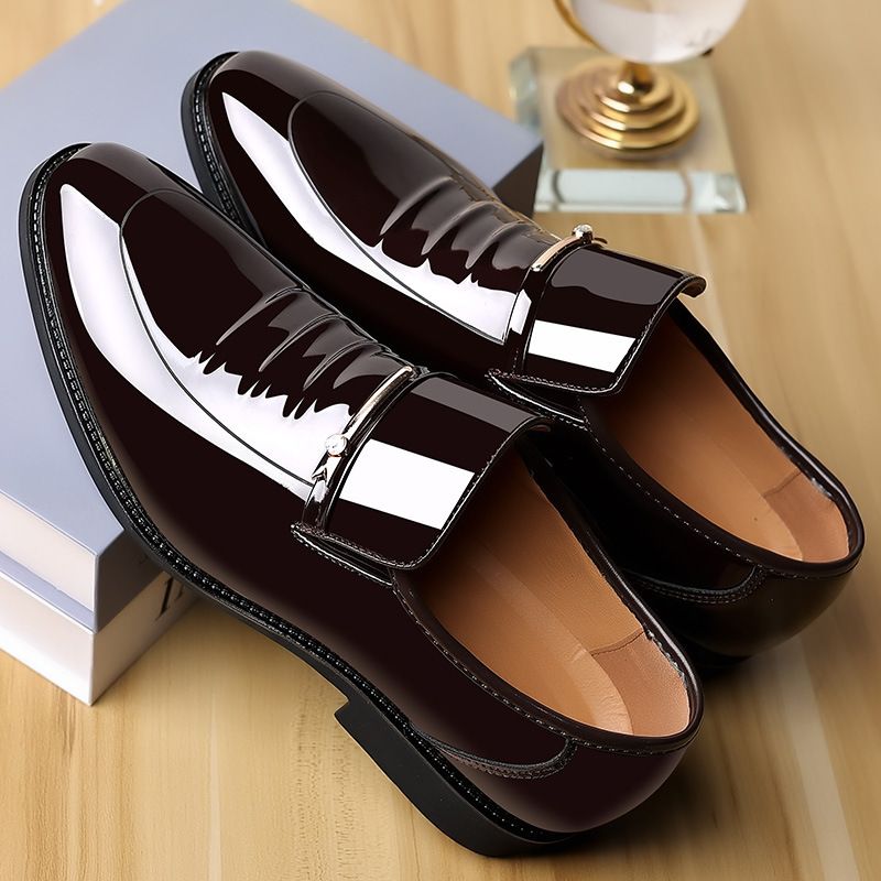 Men's business patent leather pointed toe suede 8870