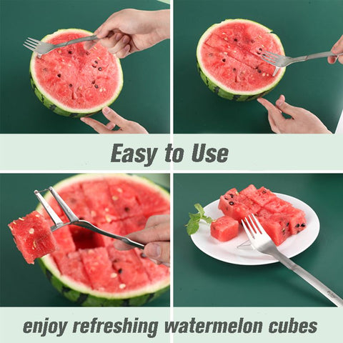 WELLHOME Creative Portable Multi-purpose 2-in-1 Watermelon Fork Slicer Watermelon Fruit Cutting Fork Pieces Tableware Fork Dropshipping