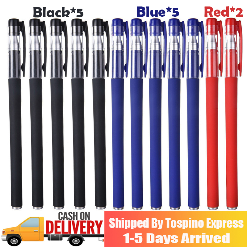 12PCS Gel Pen School Office Stationeries Super Durable Writing Sign Pen 0.5mm Gel Ink Ballpoint Pen