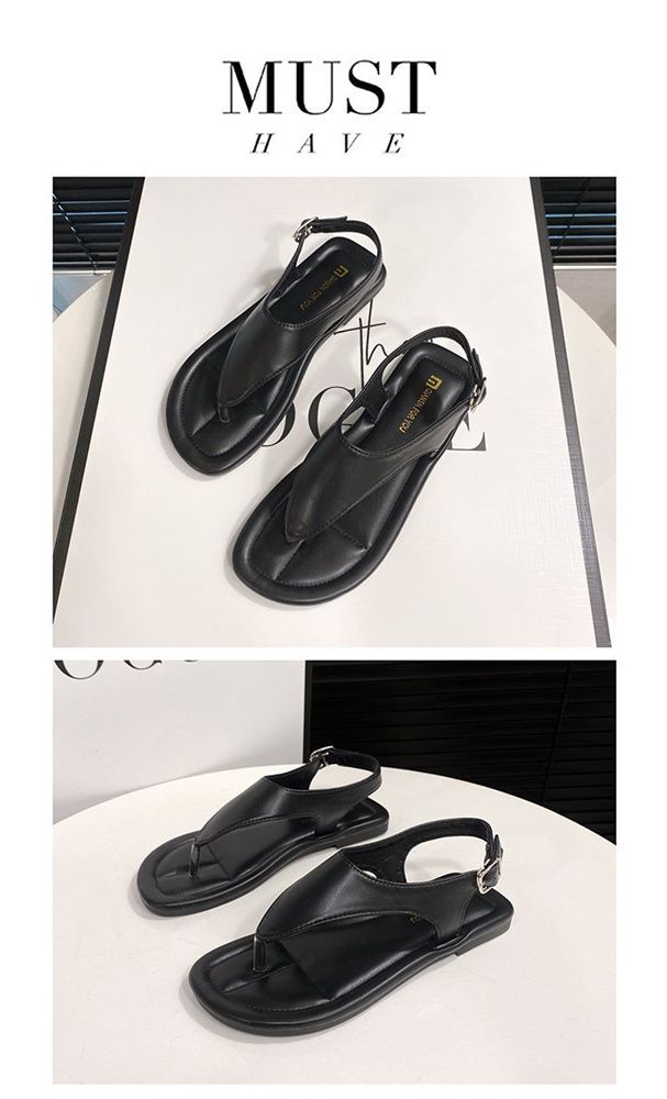 2025 summer new fashion breathable casual shoes buckle personality clip-toe flat shoes low top wear low top sandals