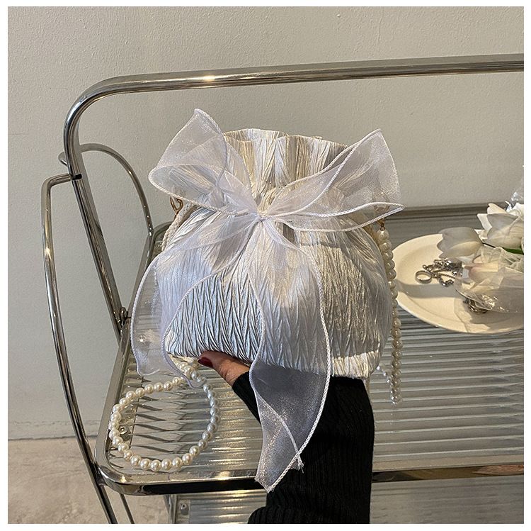 2025 Summer Trendy New Women's Bag, Pearl Pleated Crossbody Bag for Women, Fashion Versatile Single-Shoulder Bag, Korean Niche Texture Ladies' Bag