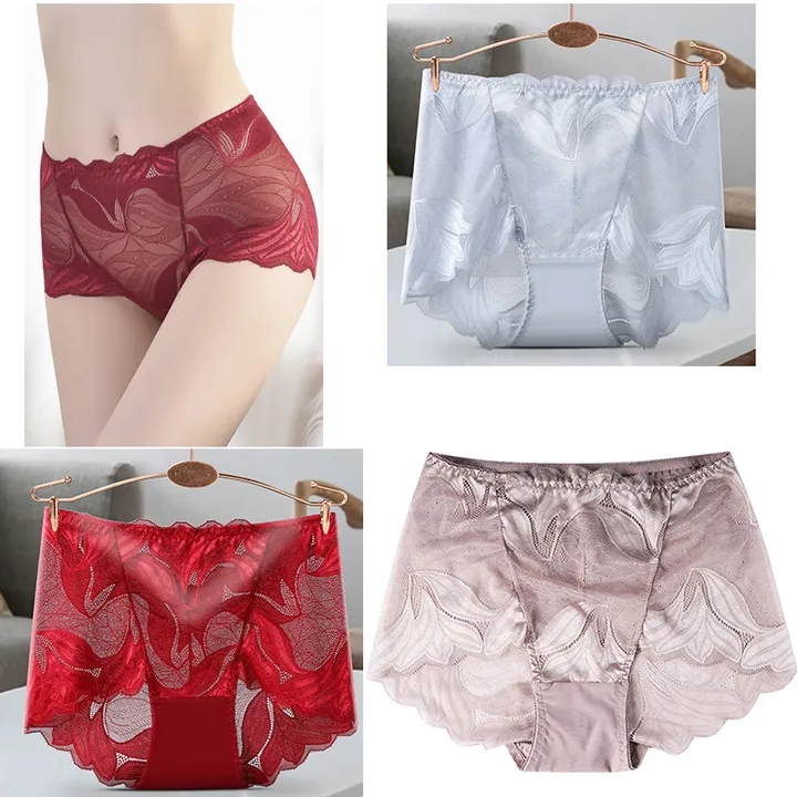 3 Pack Women Ladies Comfort Lace Underwear High Waist Briefs Tummy Control Panties Underpants