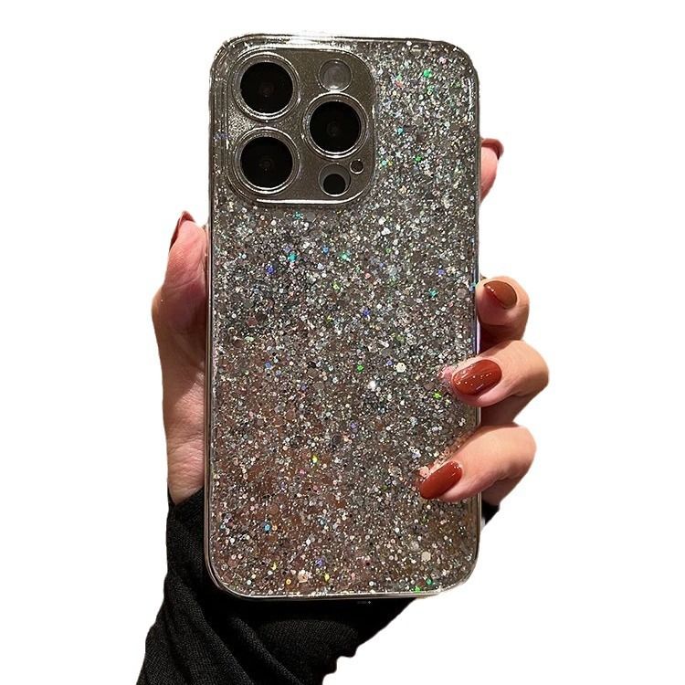 iPhone 12-16 Pro Case 6.1" Bling Glitter Shiny Case Cute Clear Transparent Full Protection Soft Shockproof Phone Cover for Women Girls