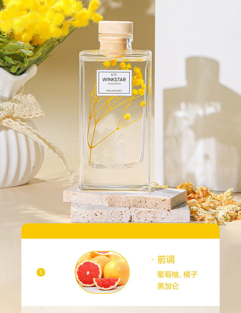 56235 150ML Empty Aromatherapy Bottles Home Fragrance Glass Bottles without Essential Oil and Rattan Sticks for Home Decor
