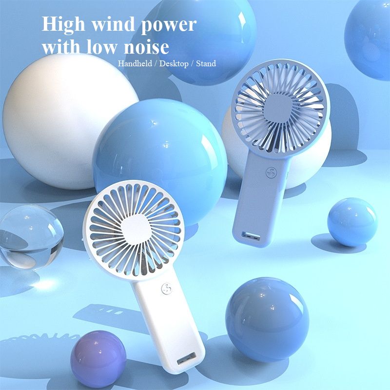 Portable air conditioning fan with USB charging function, small fan for convenience, compact and mini-sized desk for dormitory use, silent operation.