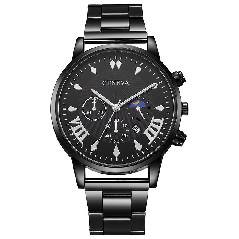 Calendar steel band watch men's large dial quartz watch men's watch foreign trade men's watch