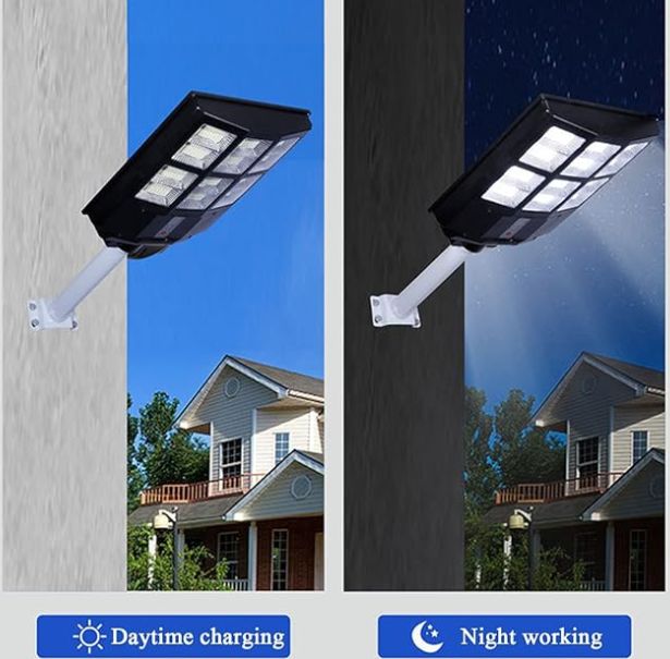 600W Solar Street Light Outdoor Motion Sensor 32000LM IP65 Waterproof Solar Security Flood Lights with Remote Control & Arm Pole, Dusk to Dawn LED Light Lamp for Garden, Yard, Path, Parking Lot (600W)