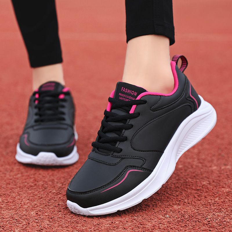 Leather women's outdoor running shoes Comfortable flat casual sports shoes women's small white shoes large size driving shoes 726